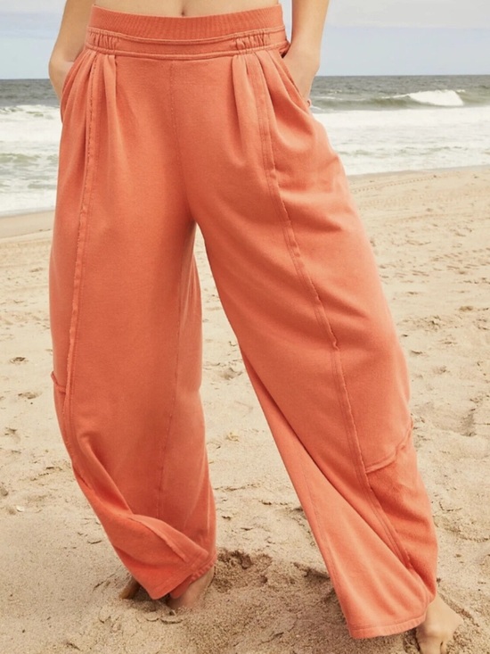 FP Movement by Free People Pants - FP Movement Orange Rava Wide Leg Patchwork Terry Pants Medium